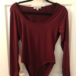 Burgundy long sleeve bodysuit